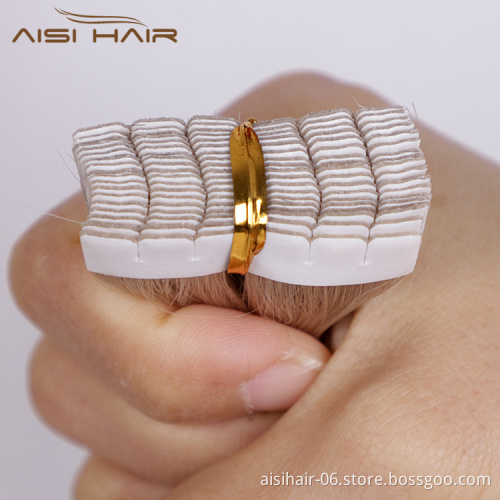 Aisi Hair Unprocessed 10A Brazilian Double Drawn Blonde  Human Hair Bundles Tape In Human Hair Extension For Women